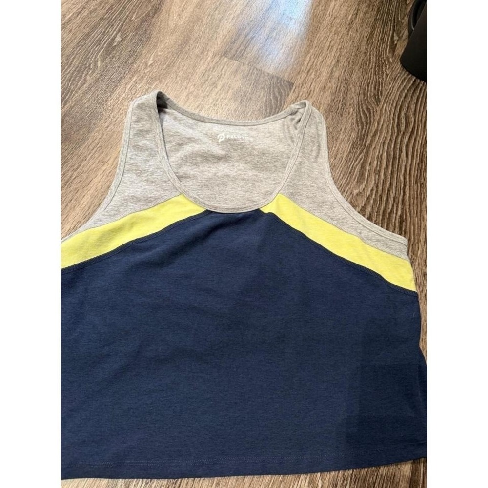 Beyond Yoga x Peloton Colorblock Crop Tank Top Grey Navy Neon Yellow 2X